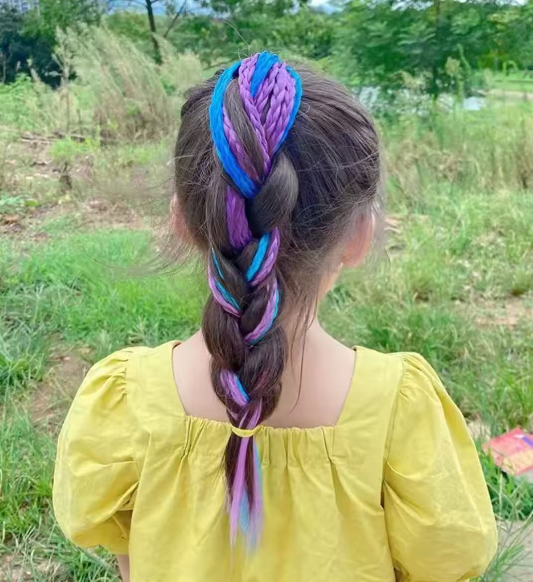 1PCS New Girls Colorful Wigs Ponytail Kids Hair Accessories Head Band Hair Ornament Headbands Rubber Bands Beauty Hair Band