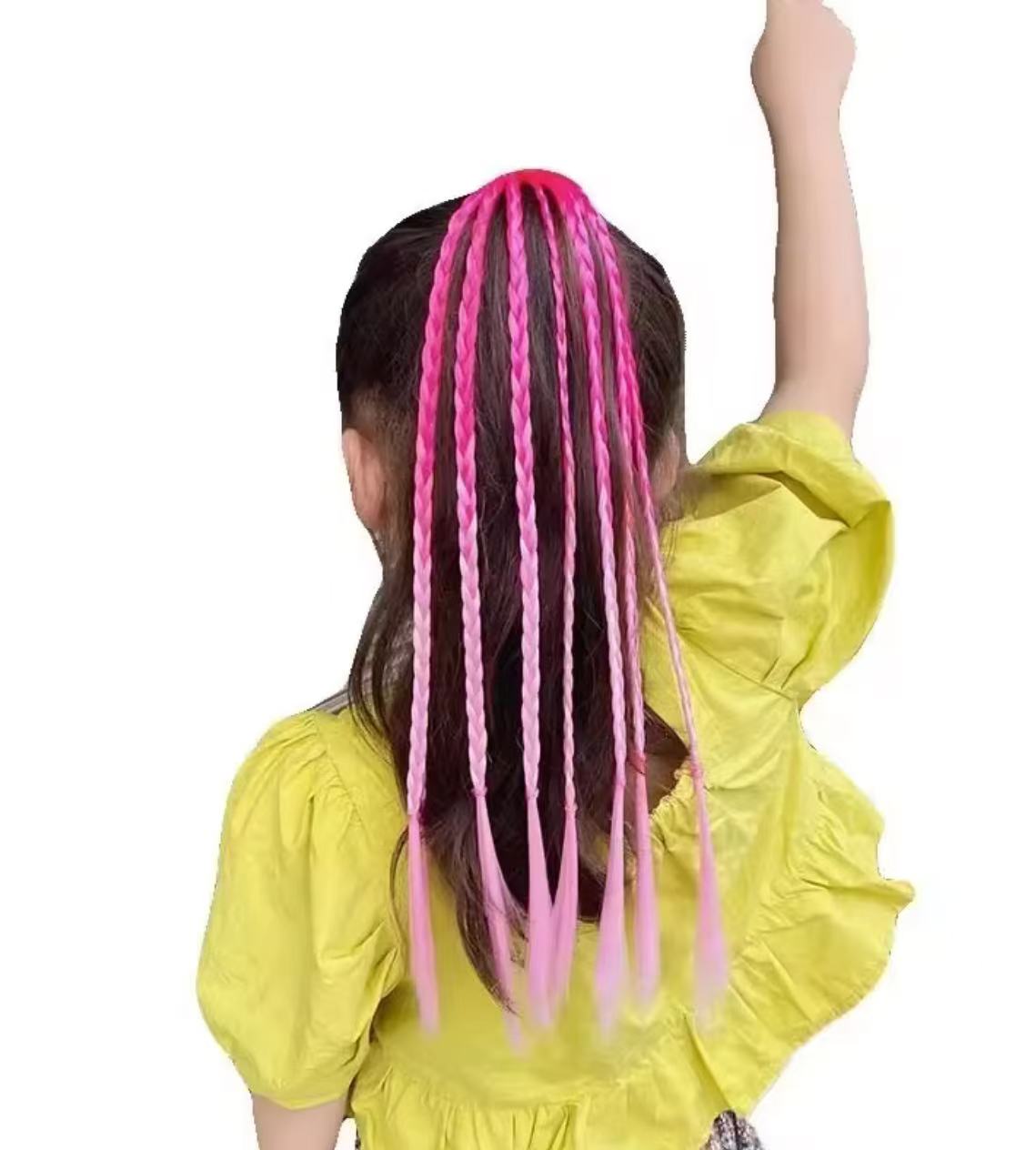 1PCS New Girls Colorful Wigs Ponytail Kids Hair Accessories Head Band Hair Ornament Headbands Rubber Bands Beauty Hair Band