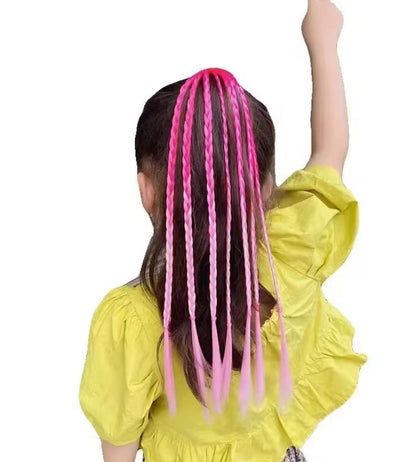 1PCS New Girls Colorful Wigs Ponytail Kids Hair Accessories Head Band Hair Ornament Headbands Rubber Bands Beauty Hair Band