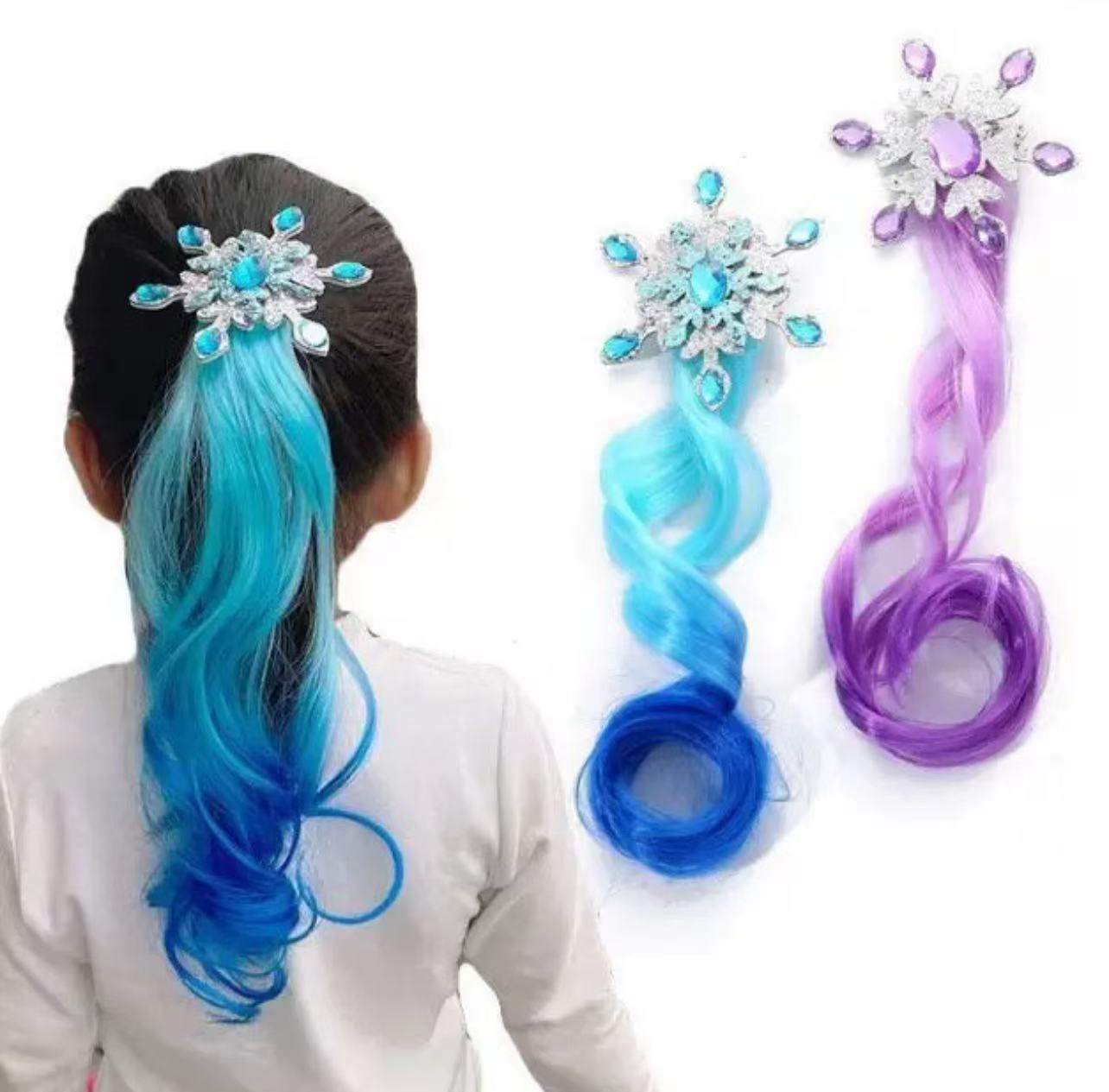 Kids Rainbow Hair Clips Unicorn Hair Extensions for Girls Children Ponytail Holder Baby Princess Barrettes Hair Bow Accessories 