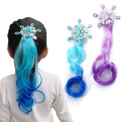 Kids Rainbow Hair Clips Unicorn Hair Extensions for Girls Children Ponytail Holder Baby Princess Barrettes Hair Bow Accessories 