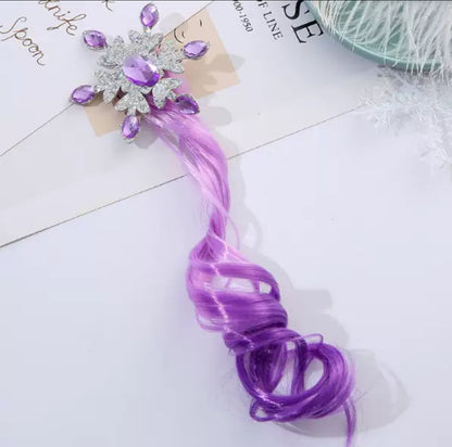 Kids Rainbow Hair Clips Unicorn Hair Extensions for Girls Children Ponytail Holder Baby Princess Barrettes Hair Bow Accessories 