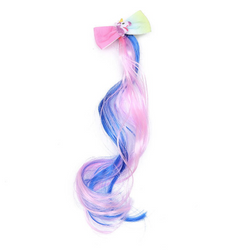 Image of Kids Rainbow Hair Clips Unicorn Hair Extensions for Girls Children Ponytail Holder Baby Princess Barrettes Hair Bow Accessories 