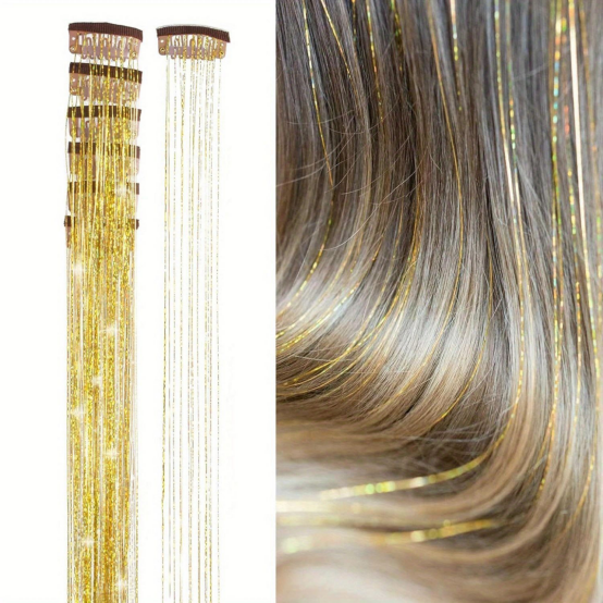 Tinsel Hair Extensions Heat Resistant Glitter Hair Extensions 1pcs