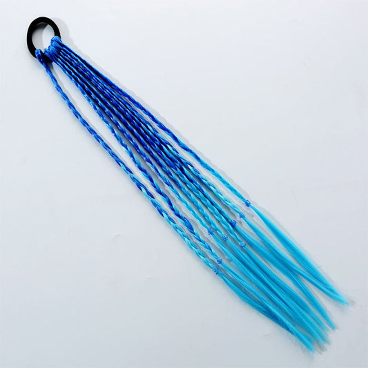 1PCS New Girls Colorful Wigs Ponytail Kids Hair Accessories Head Band Hair Ornament Headbands Rubber Bands Beauty Hair Band