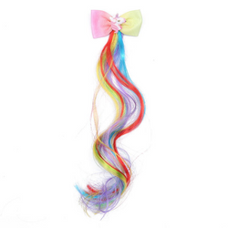 Image of Kids Rainbow Hair Clips Unicorn Hair Extensions for Girls Children Ponytail Holder Baby Princess Barrettes Hair Bow Accessories 