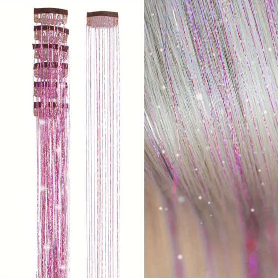 Tinsel Hair Extensions Heat Resistant Glitter Hair Extensions 1pcs