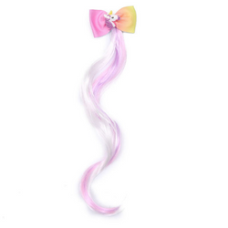 Image of Kids Rainbow Hair Clips Unicorn Hair Extensions for Girls Children Ponytail Holder Baby Princess Barrettes Hair Bow Accessories 