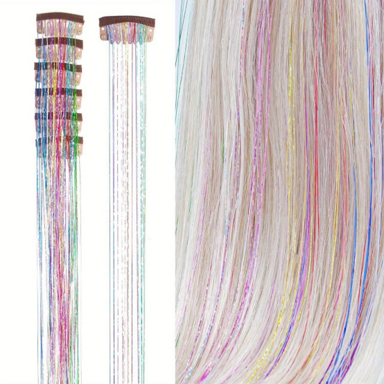 Tinsel Hair Extensions Heat Resistant Glitter Hair Extensions 1pcs