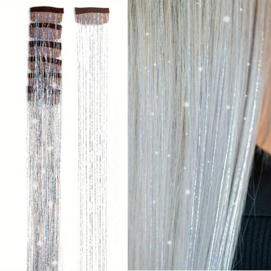 Tinsel Hair Extensions Heat Resistant Glitter Hair Extensions 1pcs