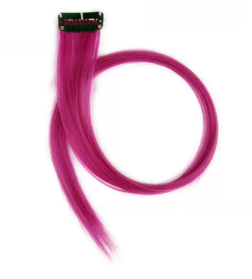 Colored Party Highlights Clip in Hair Extensions for Girls Straight Hair Synthetic Hairpieces