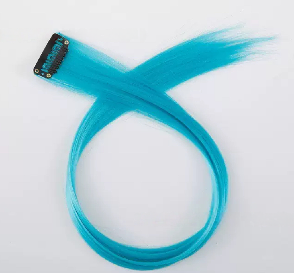 Colored Party Highlights Clip in Hair Extensions for Girls Straight Hair Synthetic Hairpieces