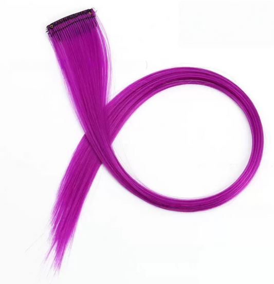 Colored Party Highlights Clip in Hair Extensions for Girls Straight Hair Synthetic Hairpieces